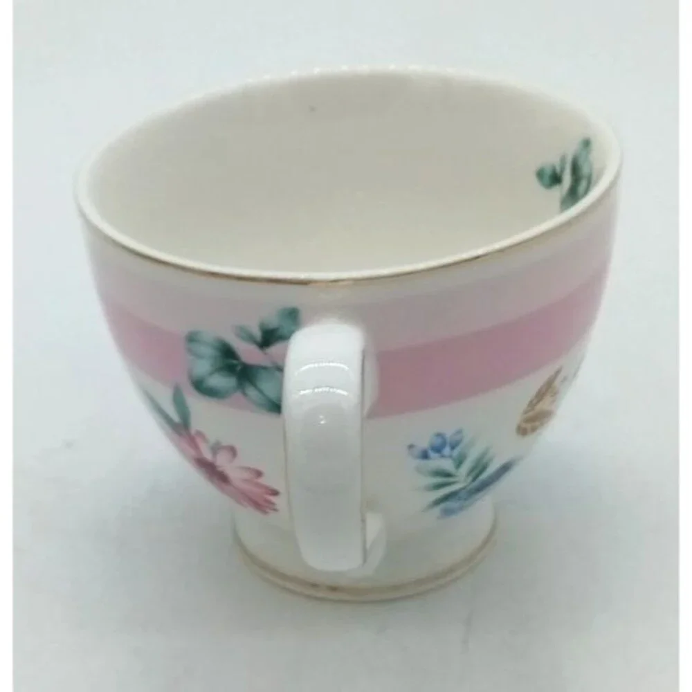 Grace Teaware Fine Porcelain Floral Pink Purple Flowers Oversize Teacup New